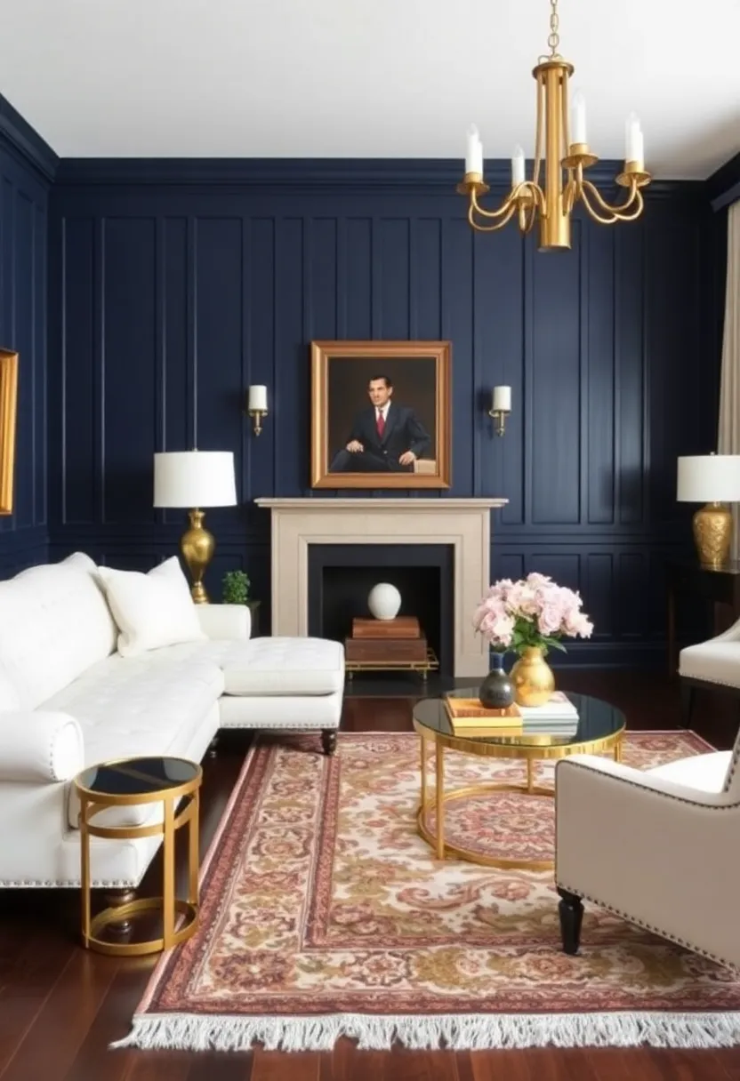 Discover the Secrets: 14 Beadboard Wall Colors for a Stunning Living Room! - 3. Bold Navy: A touch of sophistication