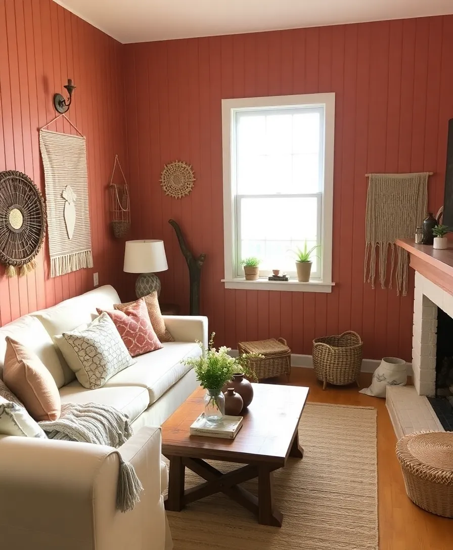 Discover the Secrets: 14 Beadboard Wall Colors for a Stunning Living Room! - 9. Earthy Terracotta: Rustic warmth