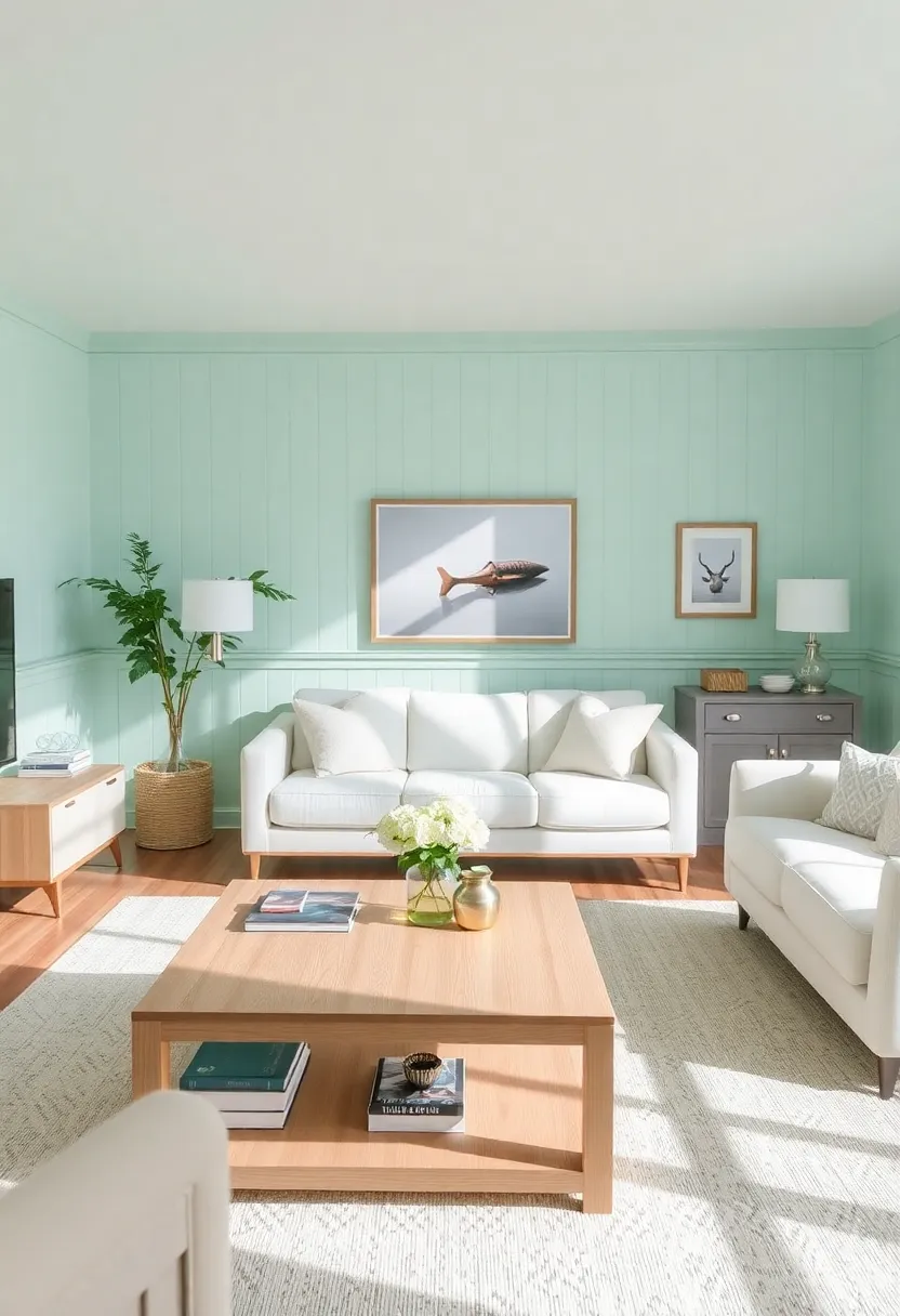 Discover the Secrets: 14 Beadboard Wall Colors for a Stunning Living Room! - 11. Refreshing Mint: Cool and calming