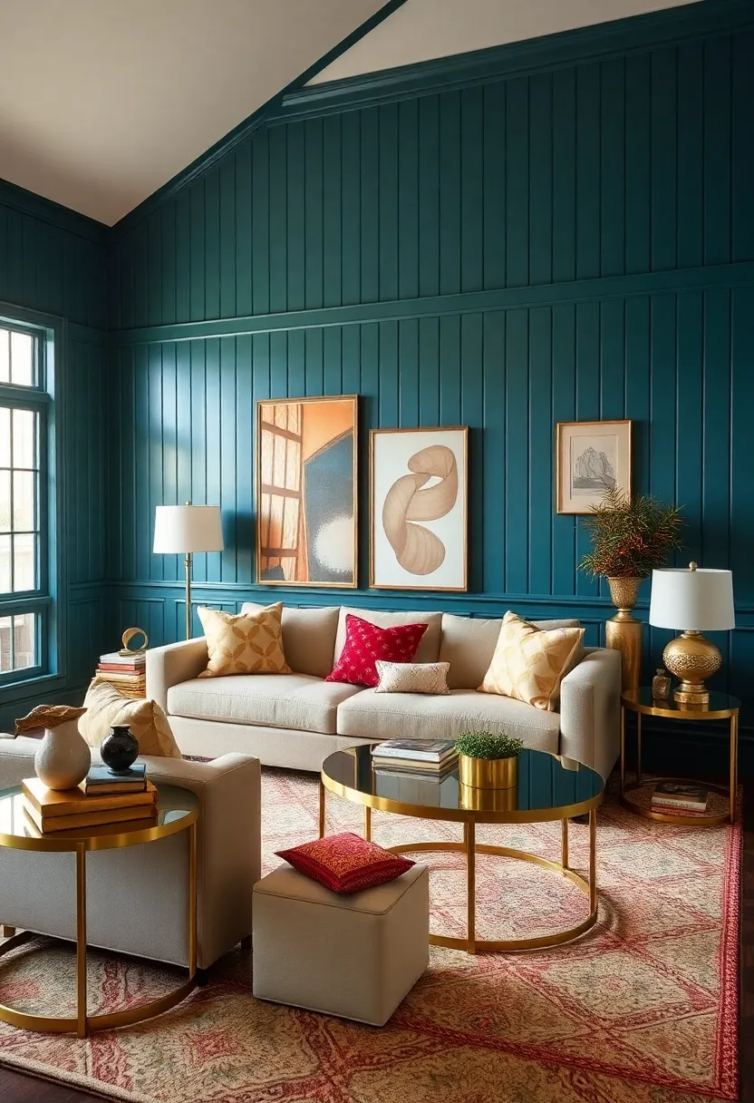 Discover the Secrets: 14 Beadboard Wall Colors for a Stunning Living Room! - 8. Rich Teal: Strong and beautiful