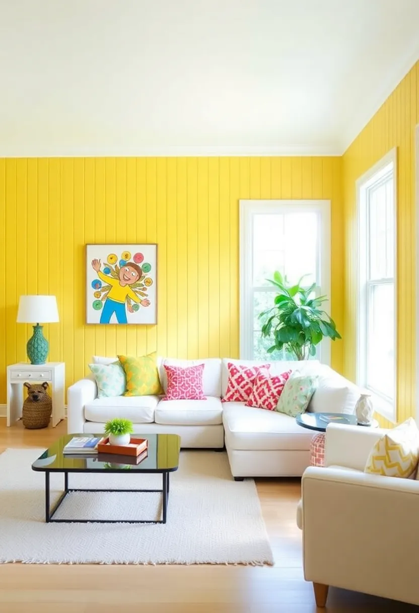 Discover the Secrets: 14 Beadboard Wall Colors for a Stunning Living Room! - 7. Sunny Yellow: Happy energy