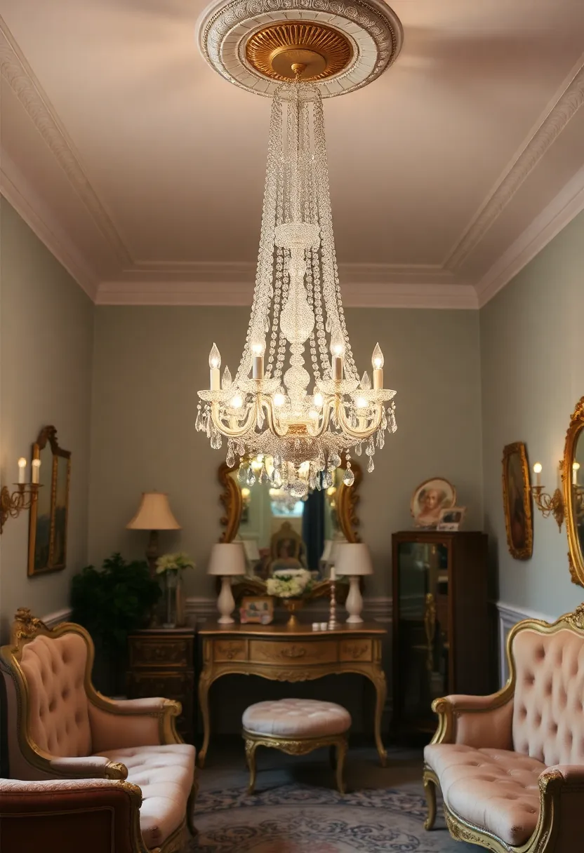 Vintage Dressing Room Inspiration: 15 Stunning Ideas for a Chic Room - 2. Vintage glamor with a chandelier