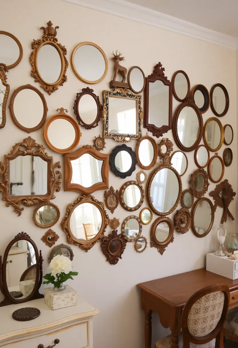 Vintage Dressing Room Inspiration: 15 Stunning Ideas for a Chic Room - 12. Vintage Mirror Collection