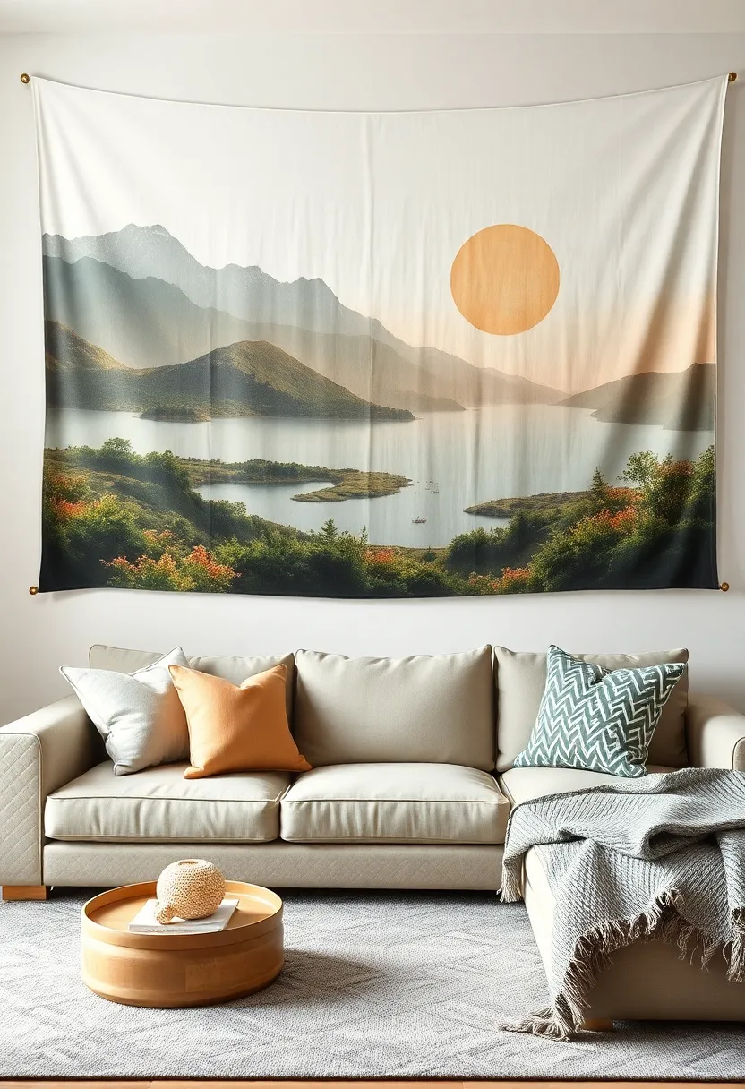 Serene Landscape Textiles: Opt for soft textiles featuring serene landscapes, creating a calming atmosphere perfect for relaxation