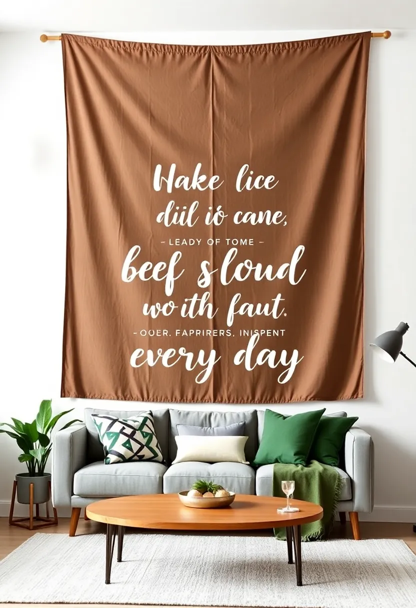 Oversized Fabric Banner: Make a bold statement with an oversized fabric banner featuring your favorite quote or mantra, inspiring positivity every day