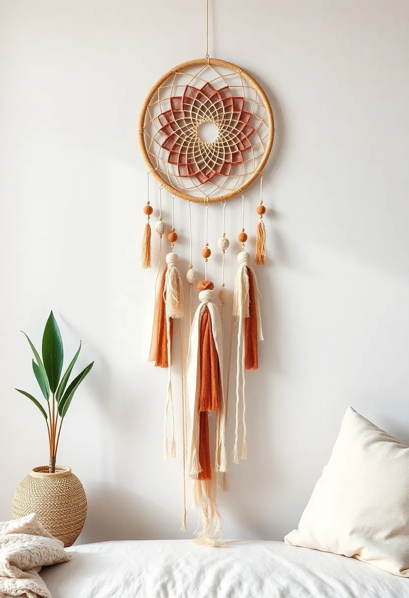 Fabric Dreams Catcher: Craft a fabric dream catcher that incorporates various textiles for a bohemian accessory that doubles as captivating wall art