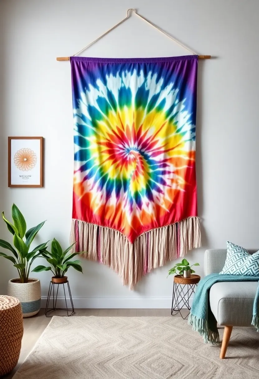 Tie-Dye Wall Hanging: Bring in retro vibes with a tie-dye wall hanging,perfect for those who love bright colors and artistic expression
