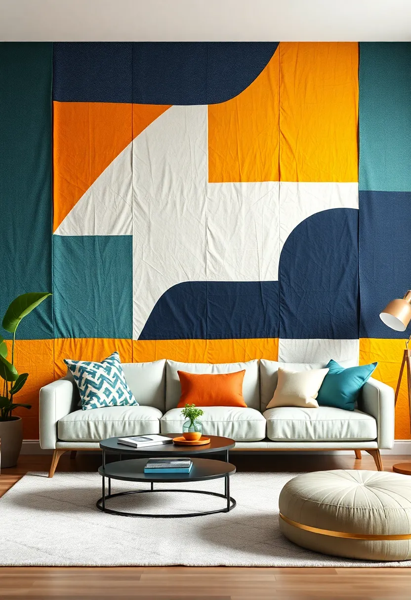Color Block Panels: Use color block fabric panels to create a modern,abstract mural that adds a pop of color and visual interest to your space