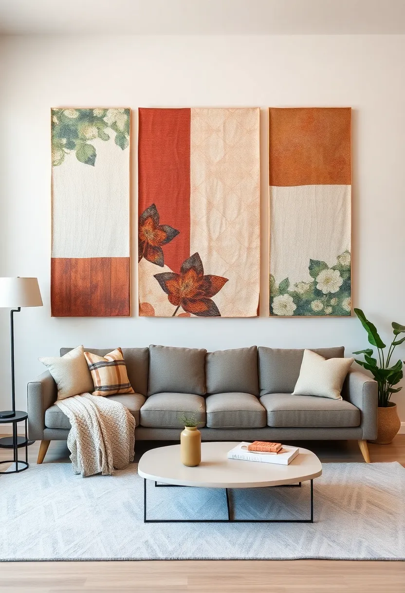 Quilted art Panels: Incorporate quilted fabric panels that blend different textures and patterns,celebrating the art of quilting in a modern context