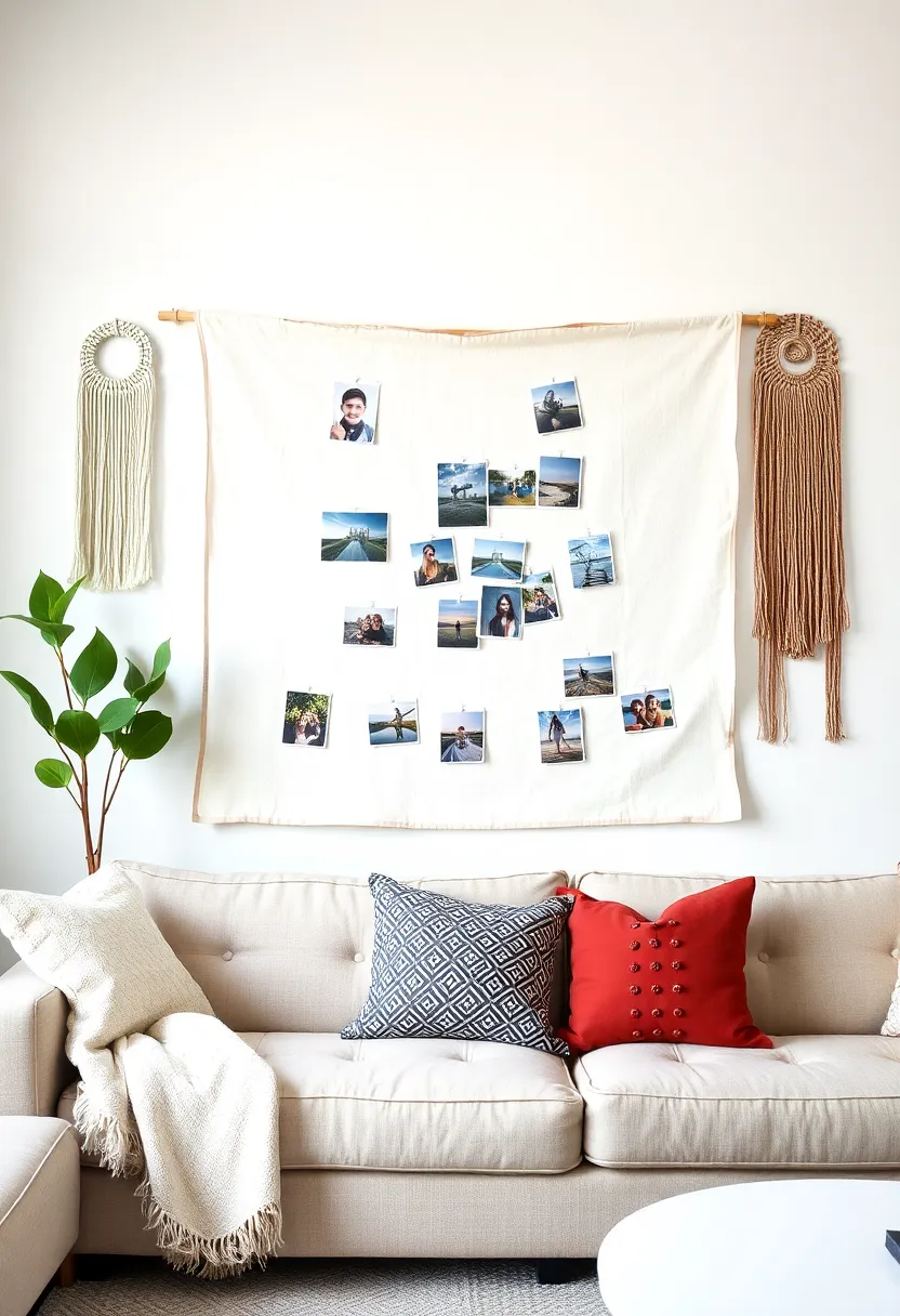 DIY Fabric Photo Board: Create a chic fabric-covered photo board to display your favorite snapshots in a creative and stylish way