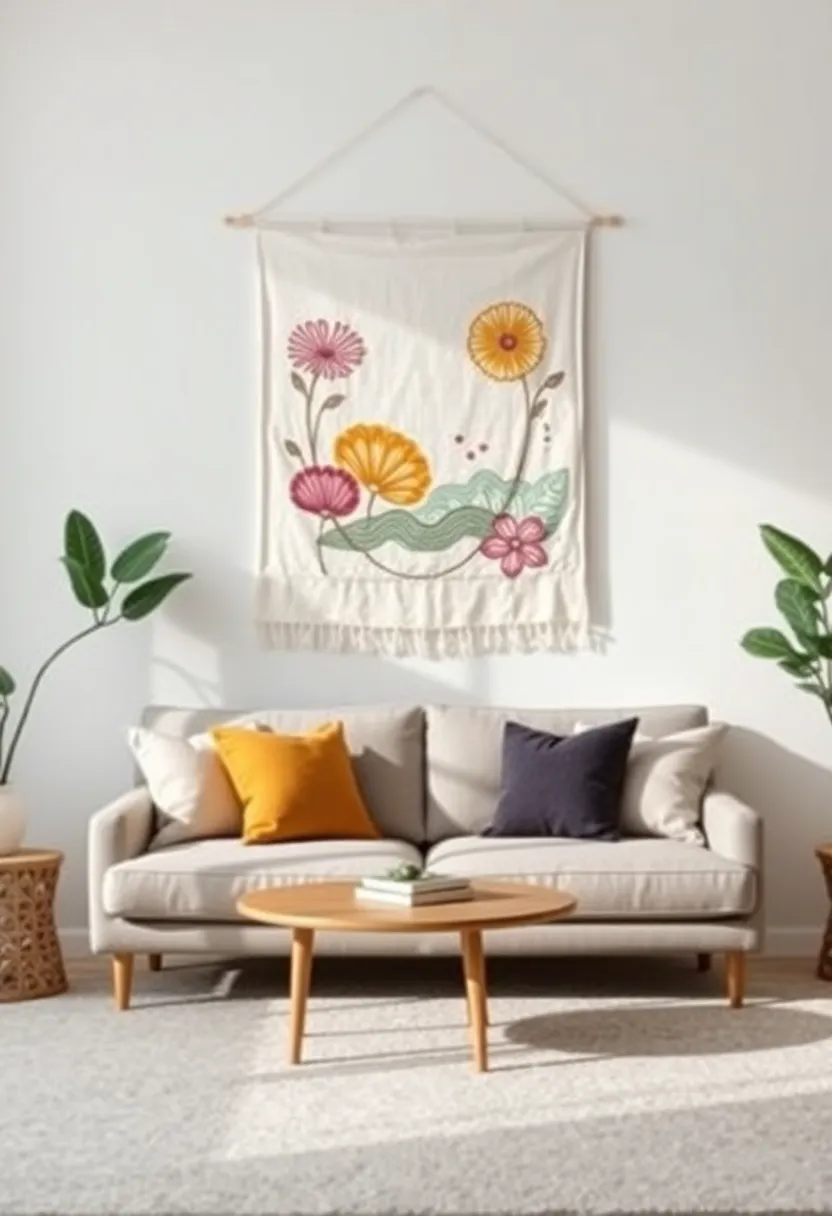 Embroidered Canvas: Showcase your artistic side with an embroidered canvas wall hanging, blending fabric art with personal stories