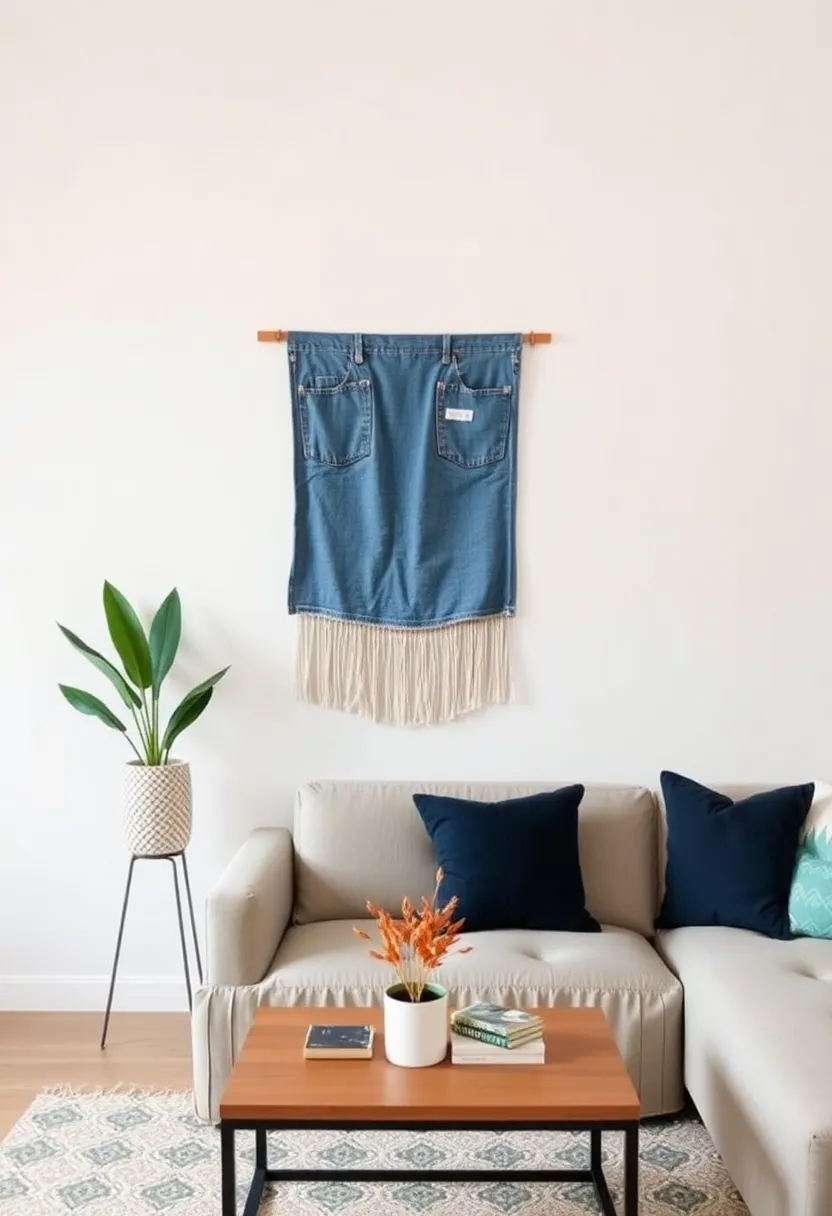 Upcycled Denim Art: Turn old jeans into a unique fabric wall hanging,adding a touch of eco-friendly style and storytelling to your decor