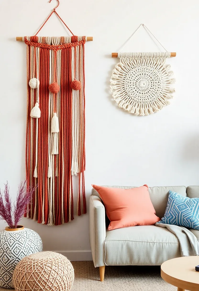 Textured Fiber Wall Hanging: Explore the world of fiber art with textured wall hangings that incorporate yarn, rope, and other fibers for a tactile experience