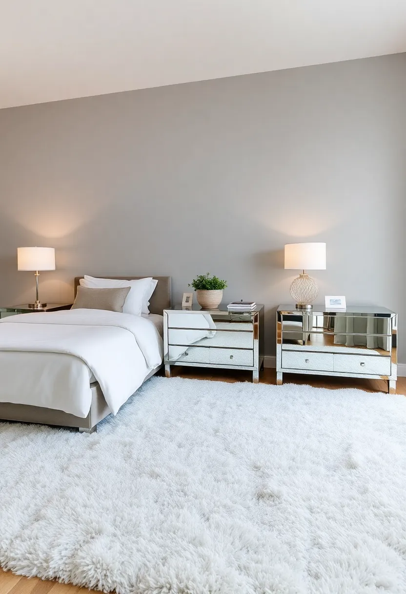 Combining a plush area rug with mirrored bedside tables can ground the​ space while offering a ⁢chic touch,ideal for a well-designed bedroom