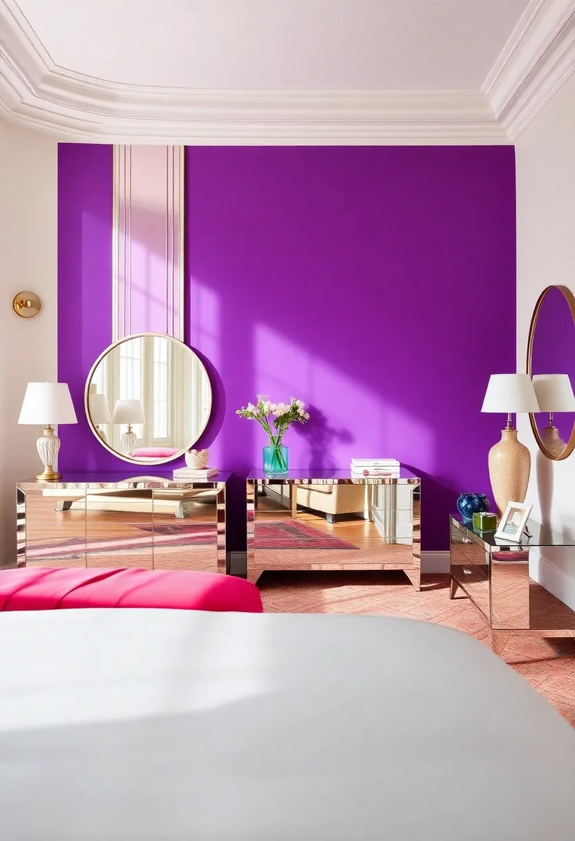 Vibrant accent colors against a⁣ neutral backdrop ​allow mirrored fixtures to shine, making your Art Deco​ bedroom ‍feel both lively and serene