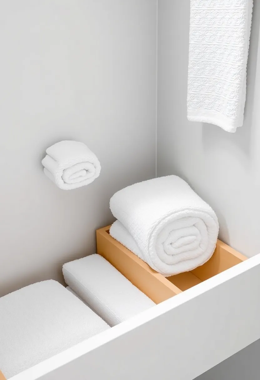 Drawer Dividers: Install dividers in drawers to keep smaller towels organized, creating a neat and orderly look while maximizing space