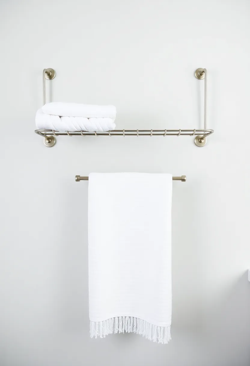 Minimalist Wire Racks: For a clean,modern look,opt for minimalist wire racks that showcase towels while adding an industrial edge