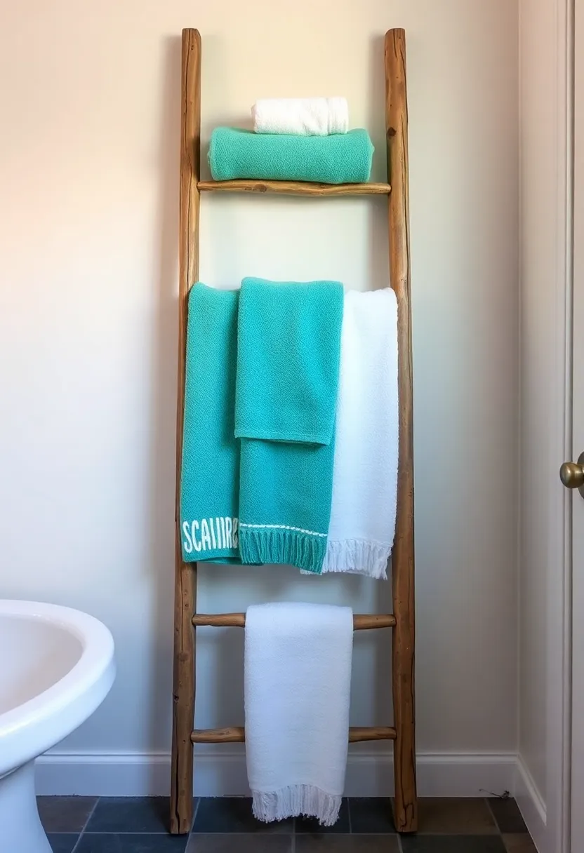 Vintage ​Ladder Display: Repurpose an antique ladder ⁤as‍ a towel‌ holder, showcasing your‌ towels in⁤ a unique and charming way