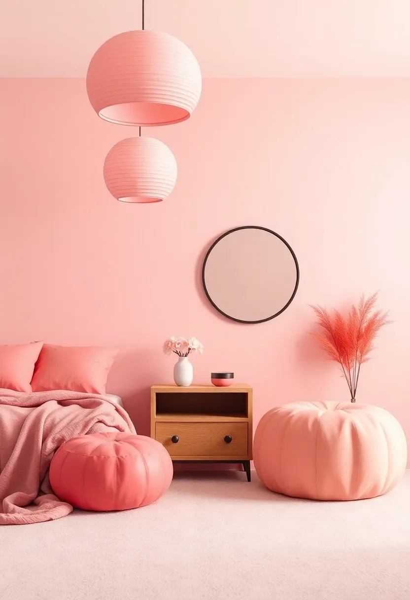 A Playful Approach: Blush Pink with Vibrant Coral ⁣or Peach​ Highlights
