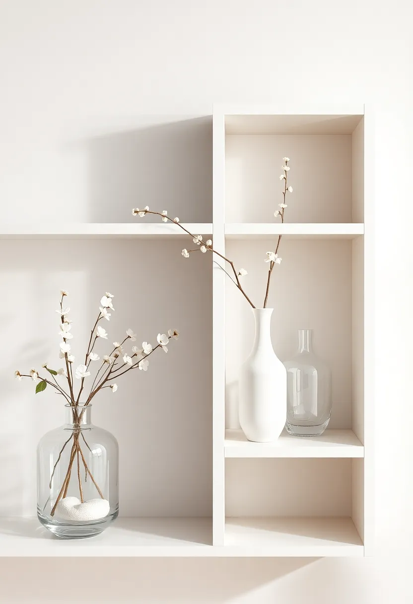 Embrace Minimalism: Choose a sleek, clear glass vase⁢ to ⁢highlight the beauty of‍ simple design while allowing the shelf to breathe