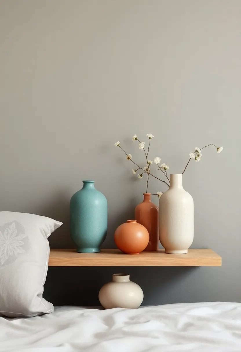 Reflect Your Color Palette: Choose vases that ‌complement the bedroom color scheme for a harmonious look that ties the space together