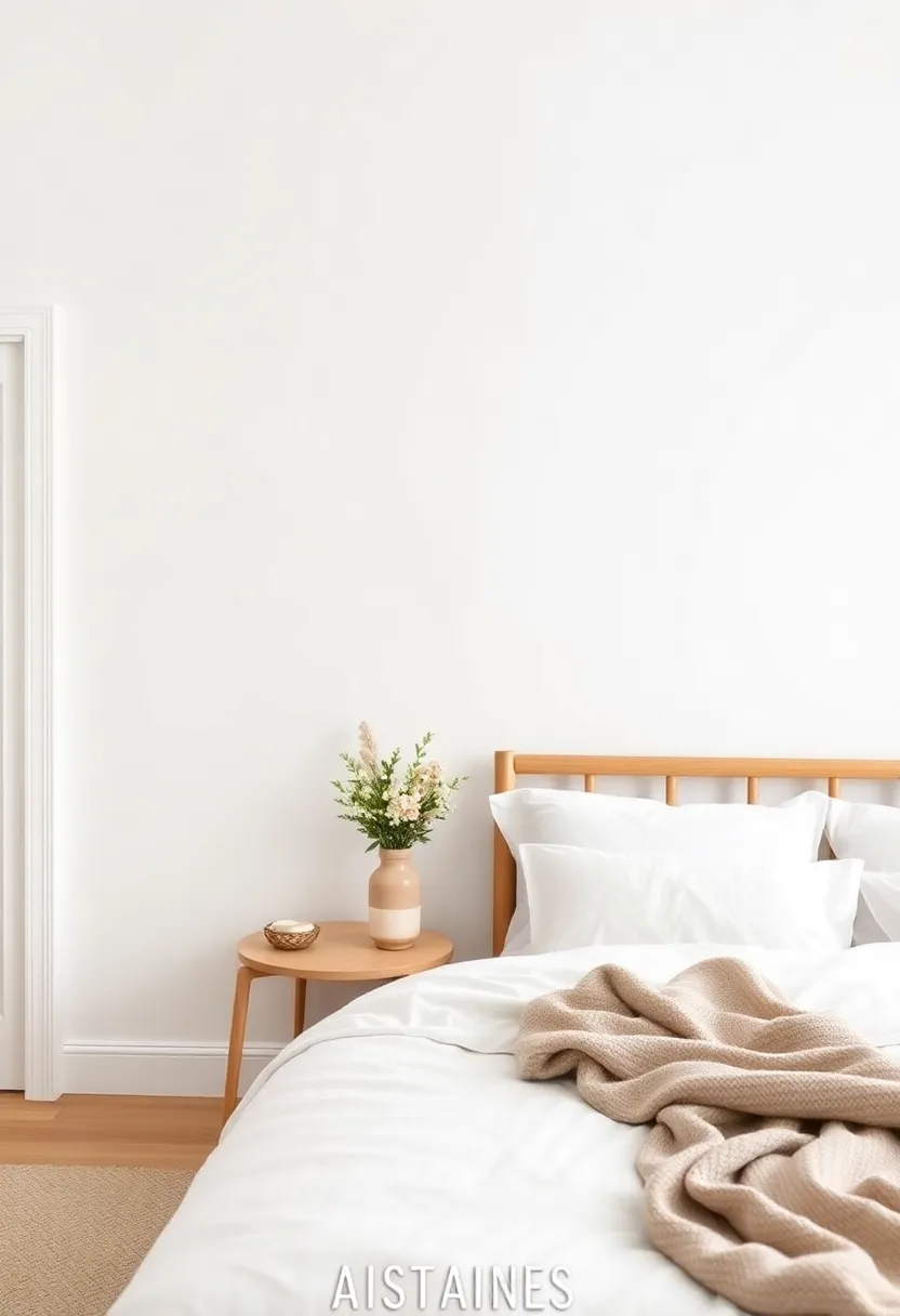 Elegant White with a Hint of Color: A classic white wall provides a clean slate, allowing you to introduce soft-colored accessories to add warmth