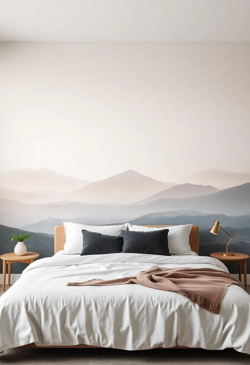 Muted Motif Murals: consider a large mural with a soothing landscape or abstract art in soft, muted tones, inviting peaceful contemplation