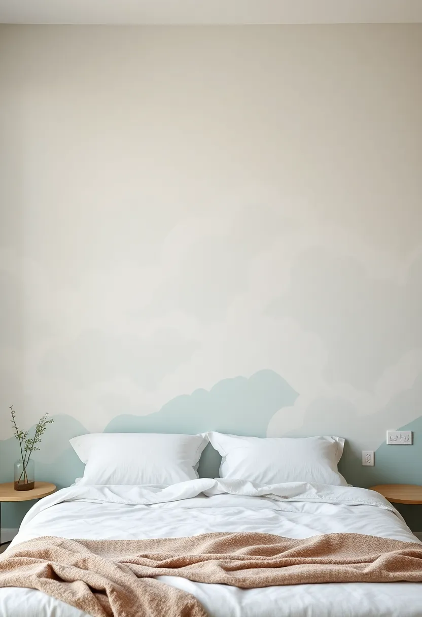 Tranquil Mural painting: DIY a mural with soothing imagery, like clouds or gentle waves, using soft paint tones to inspire relaxation