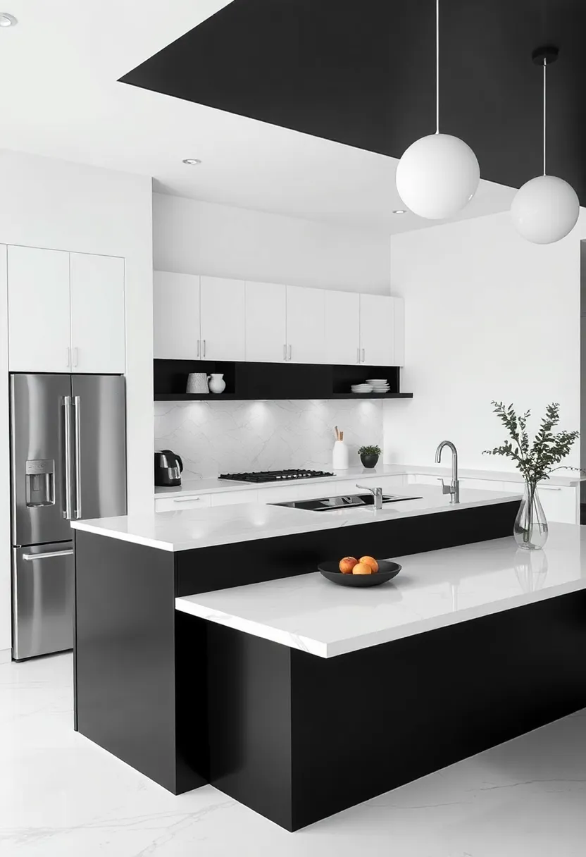 The Statement Island: Making a Bold Impression in Black and White