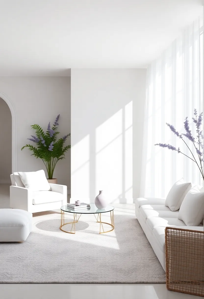 The Serenity​ of Soft White Walls⁣ Infused​ with Vibrant Purple⁢ Accents