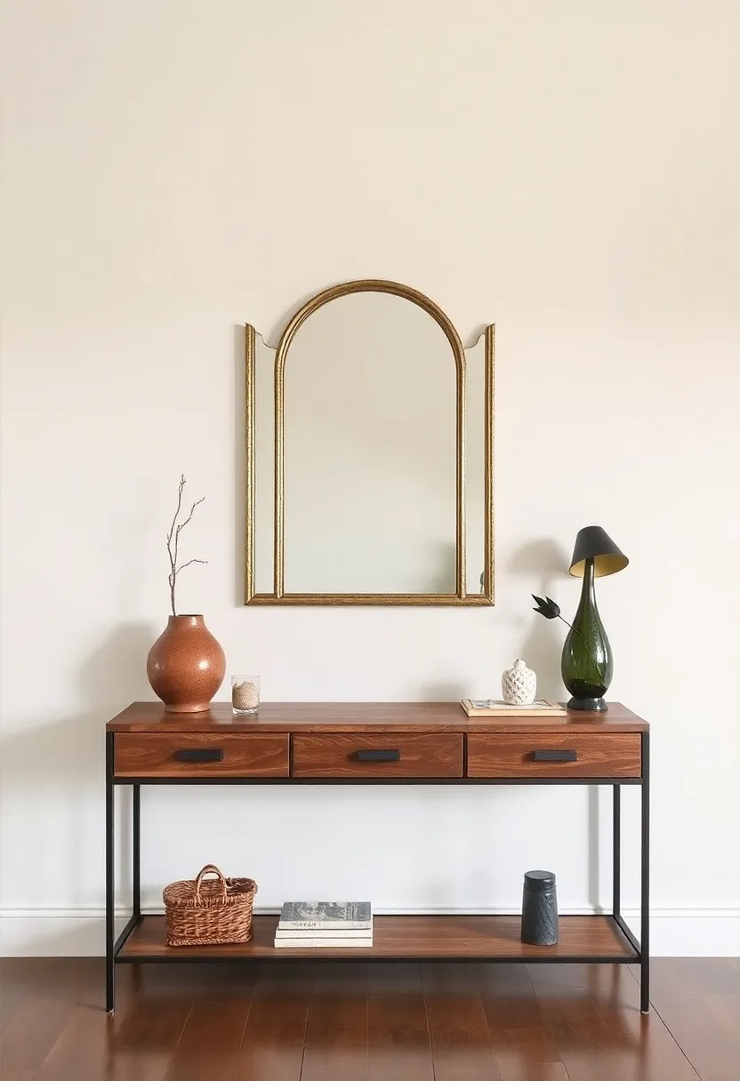 Vintage Mirror Accent: Hang a vintage mirror above a contemporary console ⁣table to explore light and​ depth in a creatively layered, eclectic space