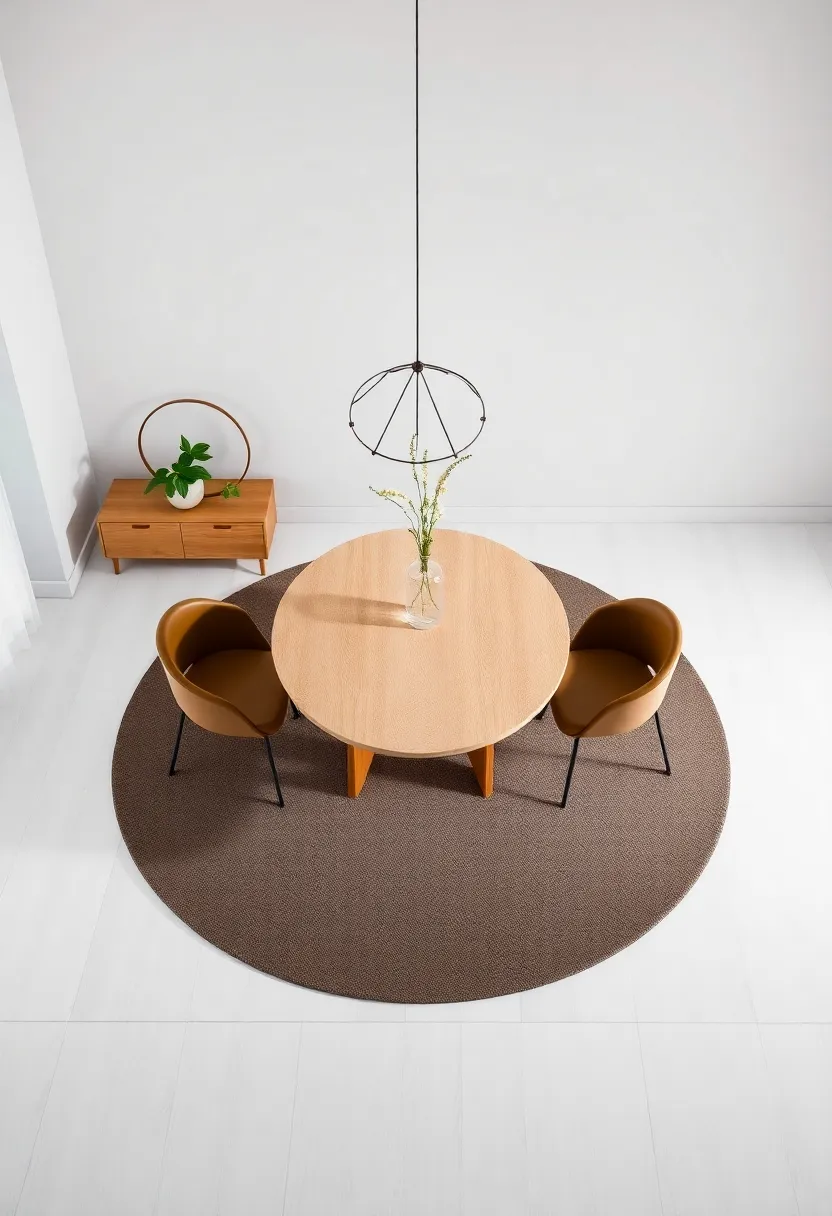Experimenting with Shapes: Round‍ Rugs Under Rectangular Tables