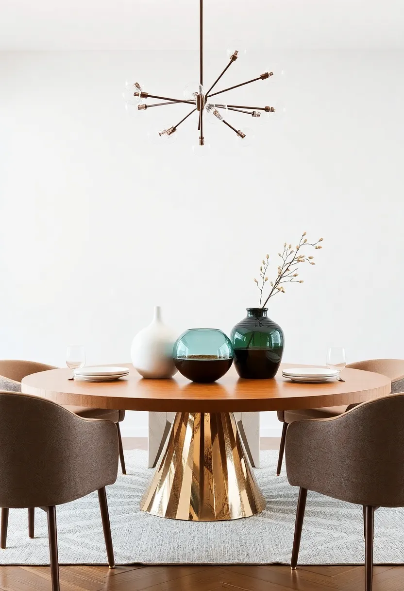 Contemporary Geometric Shapes: Use geometric vases or decorative orbs to introduce modernity and keep your center table feeling fresh and innovative