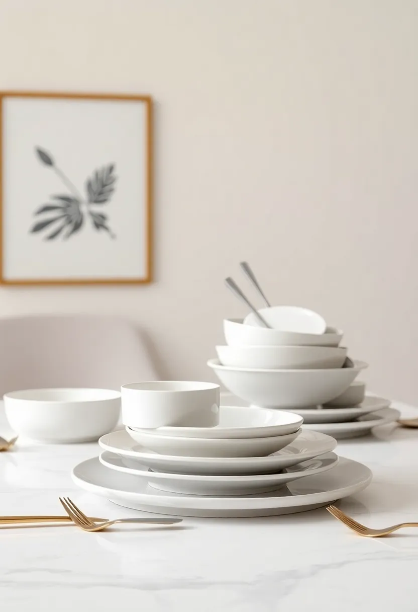 Luxe Tableware Display: Use stylish plates or bowls as decorative elements, layering them on the table to create an elegant display that doubles as functional serving ware