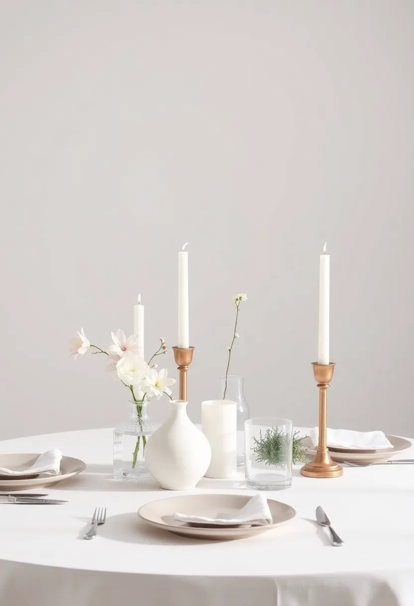 Monochromatic Centerpiece: Choose a single color scheme for vases, candles, and decorative items for a chic and tailored look that exudes sophistication