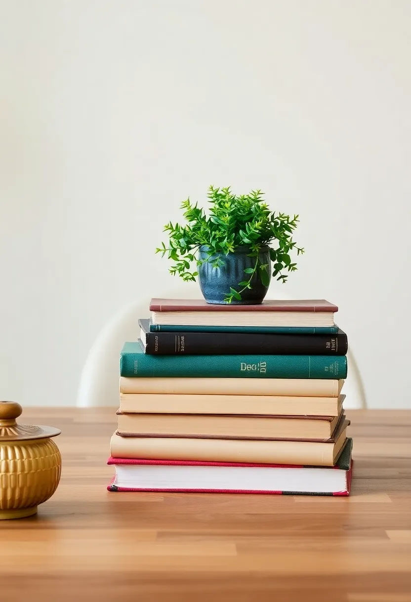 Vintage Books Stack: arrange a few vintage books in a stack, topped with a small potted plant or an interesting decorative item for a literary touch