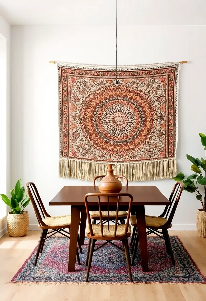 Introduce a Textile ⁢Tapestry: Hang a beautifully woven tapestry for a touch of texture and warmth, adding a cozy, bohemian vibe to your dining room
