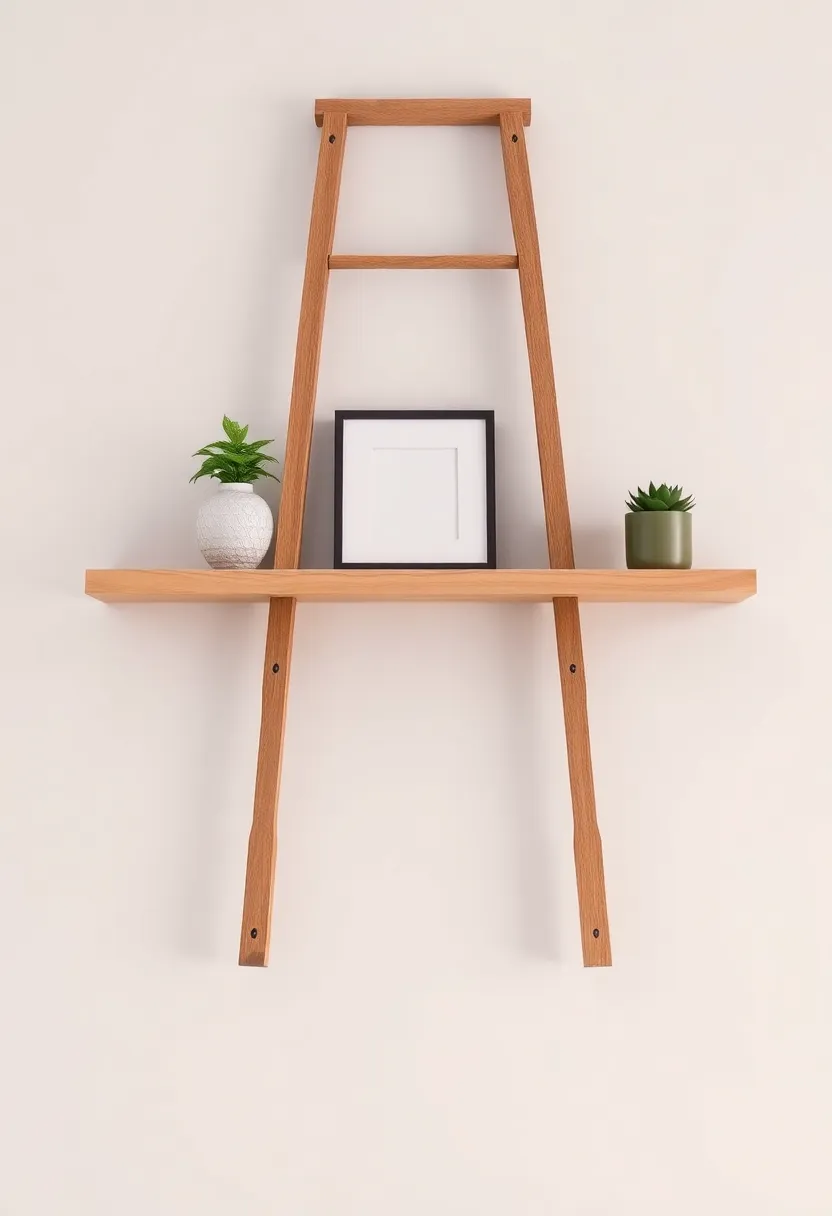 Ladder Shelf ideas: Use a repurposed ladder to create a unique floating ‍shelf setup, introducing a playful, unconventional element to your living room