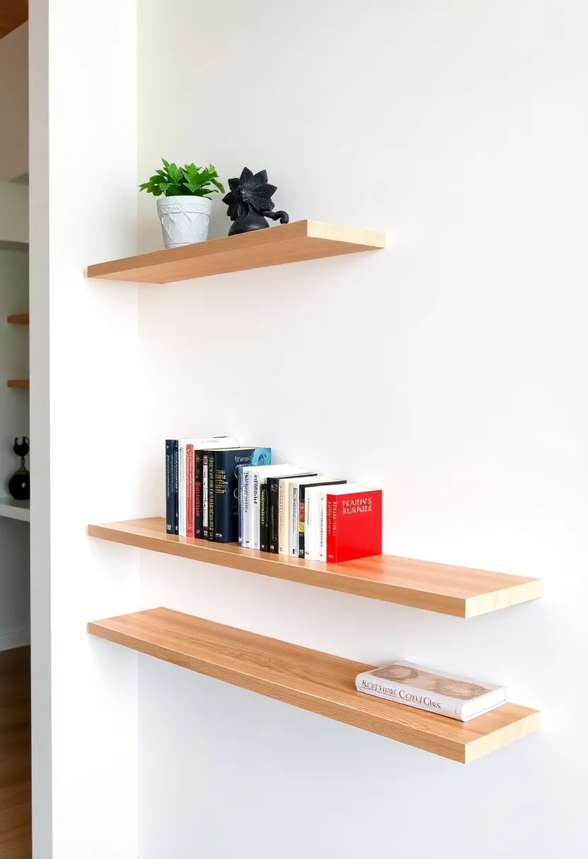 Floating Bookends: ‍integrate bookends into your floating shelves design, ⁤creating a‌ creative way to secure books while adding artistic flair