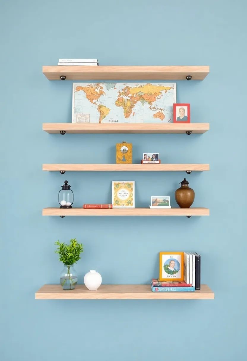 Travel-Inspired Floating Shelves: Use maps, postcards,‍ and souvenirs ‌as a backdrop for floating shelves to tell your travel stories while​ displaying cherished mementos