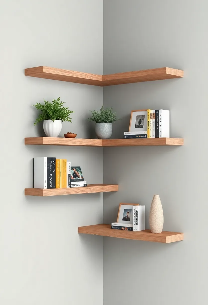 Corner Floating Shelves: ⁢Maximize space by installing corner floating shelves, turning unused areas into stylish storage solutions for books‌ and decorative pieces