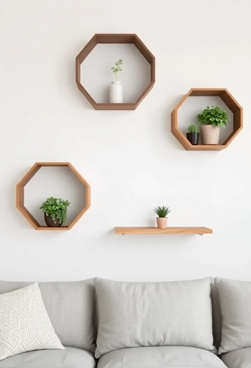 Geometric Floating Shelves: Create an eye-catching display with geometric-shaped floating shelves that⁢ serve as‌ both storage⁣ and artwork, perfect ‌for showcasing plants‍ and decor