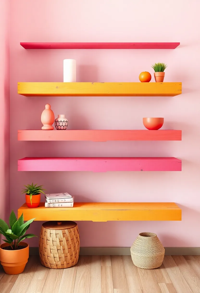 Painted palettes: transform simple wooden pallets into colorful floating shelves.A ‌bright coat⁢ of paint can infuse your living room with personality and flair