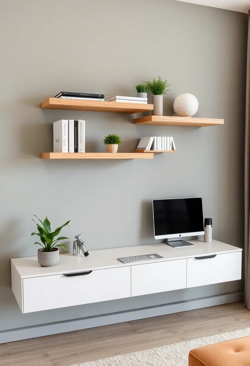 Wall-Mounted desks: ‌Create a functional workspace with wall-mounted floating shelves that double as a desk,maximizing space ⁤in your living room