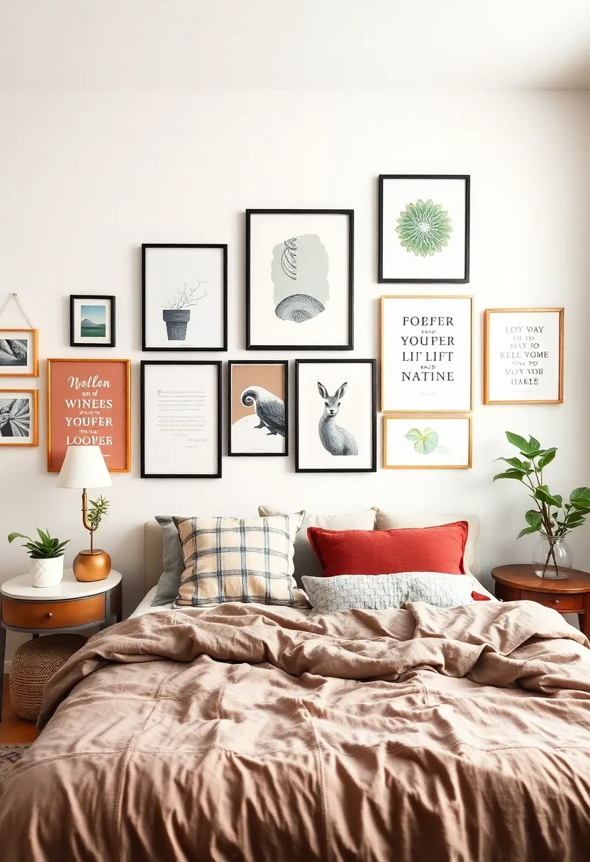 Gallery Wall: Curate a personal gallery wall featuring a mix of art prints, photographs, and framed quotes that reflect your personality and passions
