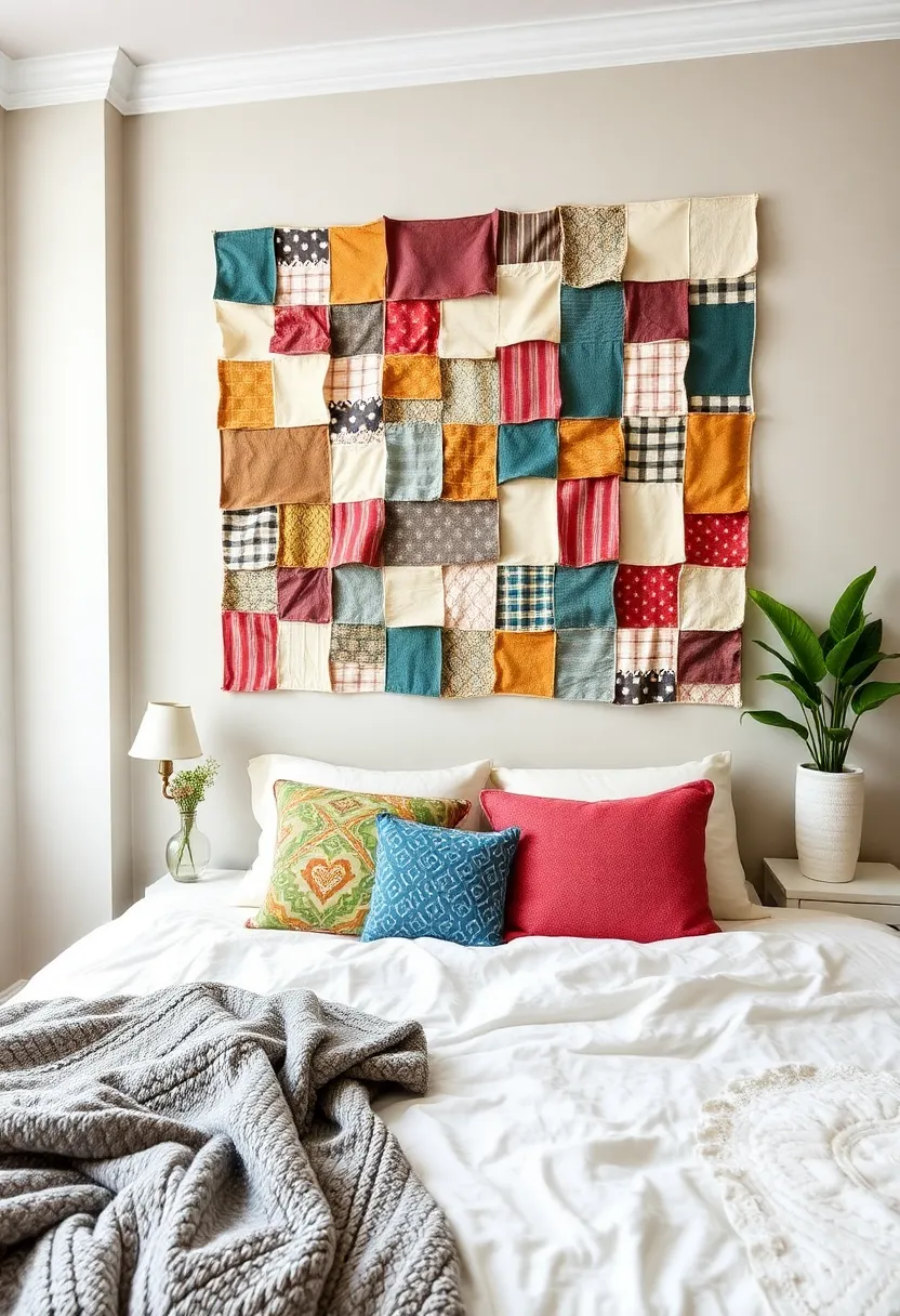 Fabric Wall Art: Use fabric swatches sewn into quilt-like displays,adding warmth and a tactile element to your decor
