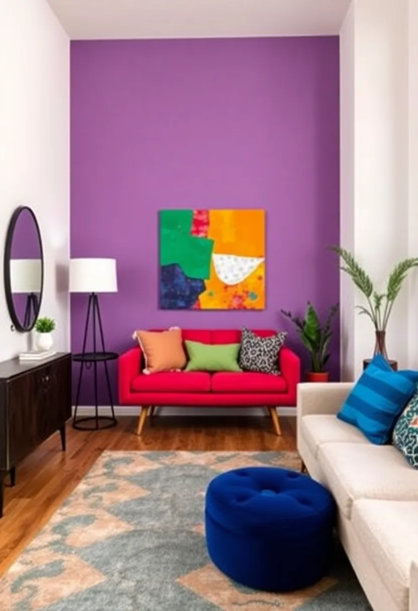 Embrace Bold Colors: Transform a plain wall with vibrant hues to create an eye-catching focal point that energizes your space