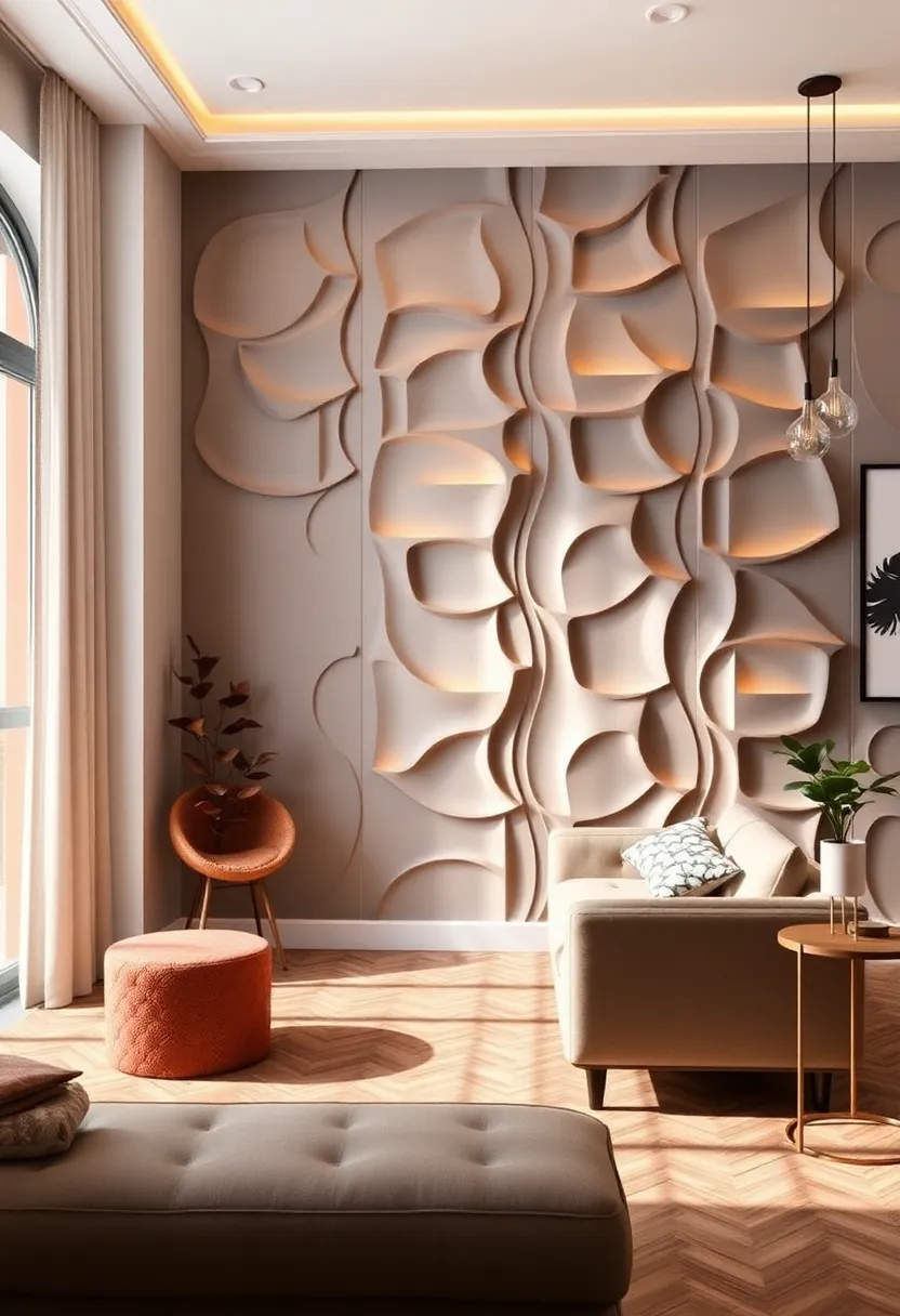 3D Wall Panels: Incorporate 3D wall panels for a dramatic and modern touch that plays with light and shadow