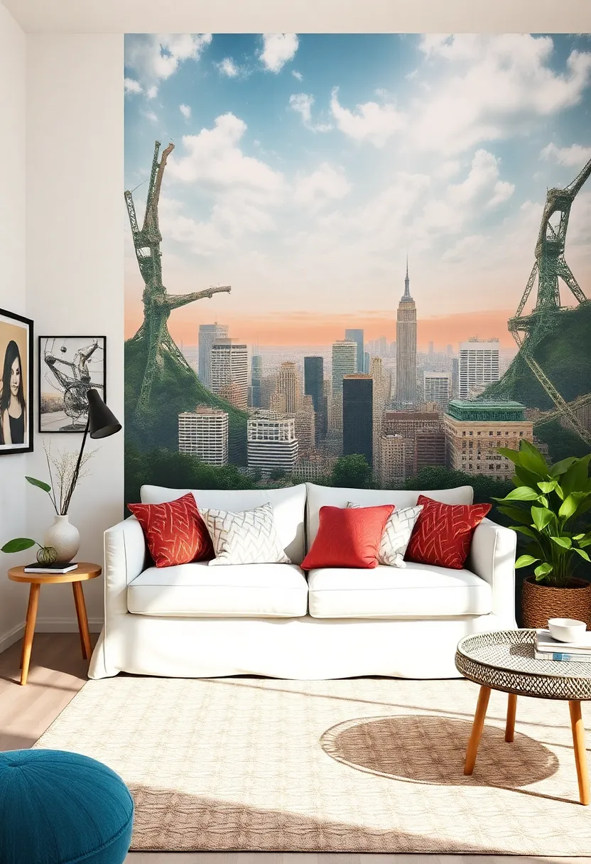 Photography Backdrops: Use a striking photographic backdrop to create a stunning landscape or cityscape on your wall