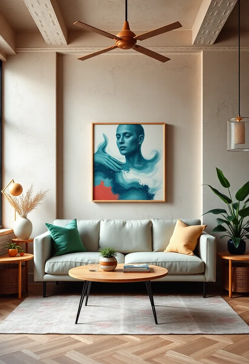 Understated Neutral Tones: create an accent wall with calm neutrals to provide a canvas for colorful decor and furnishings